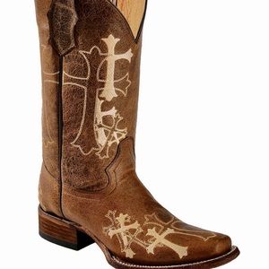 Circle G Cross Embroidered Cowgirl Cowboy Boots 6.5